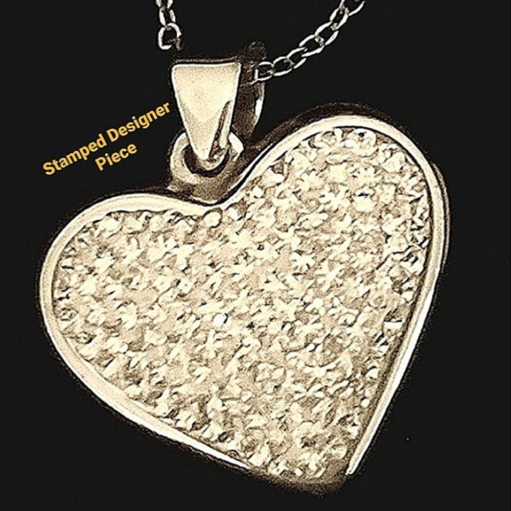 Solid Silver Designer Heart Necklace Sterling